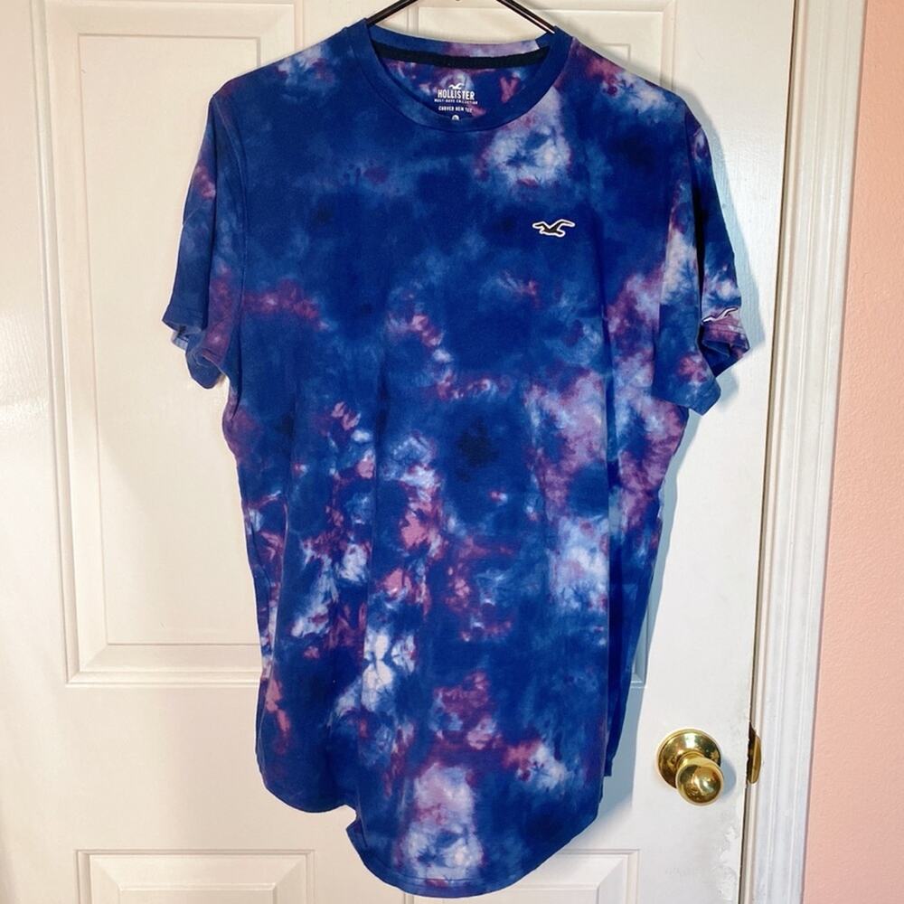 Hollister Galaxy Tie Dye Colored Shirt Top Crew Neck Short Sleeves | XL